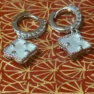 NWT Adornia Dainty Hoop Earrings with Mother of Pearl Accents